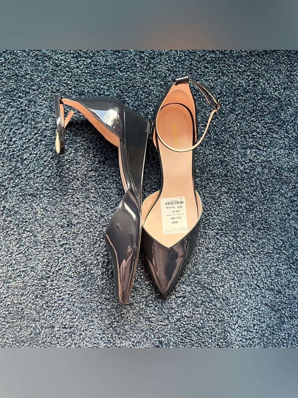 NWT 10 Nine West Blue Patent Leather Wedge Heel